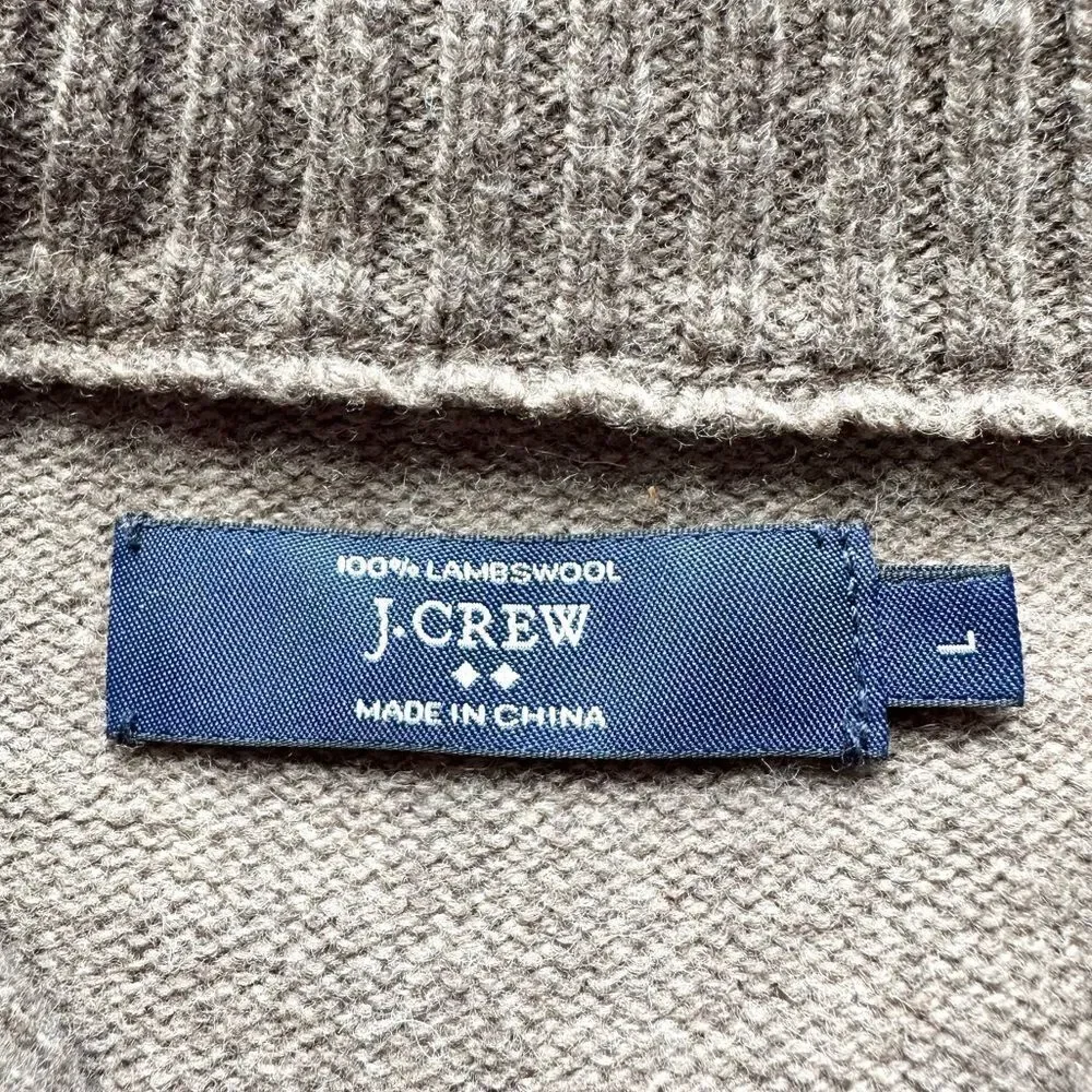 🔃J. Crew Men’s Brown Lambswool Shawl Collar Front Button Pullover Sweater